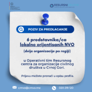 JAVNI POZIV ZA PREDLAGANJE PREDSTAVNIKA/CA U OPERATIVNI TIM RESURSNOG CENTRA